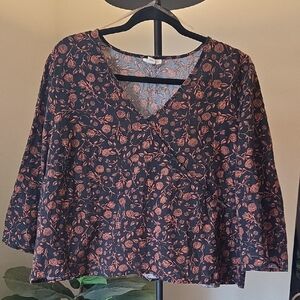 a.n.a Black and Pink Floral Blouse
